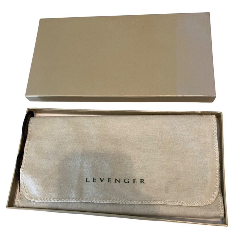New Leverage Black Leather ID Holder Wallet w/ Box Travel Lanyard